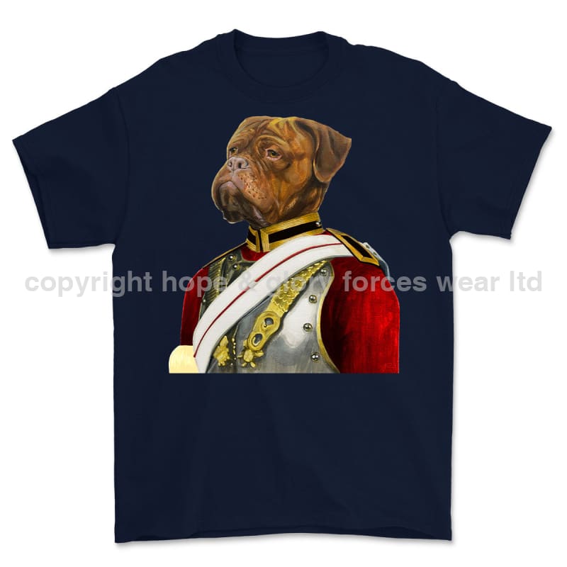 Life Guards Ceremonial Mastiff Dog Art Printed T-Shirt - Navy Blue