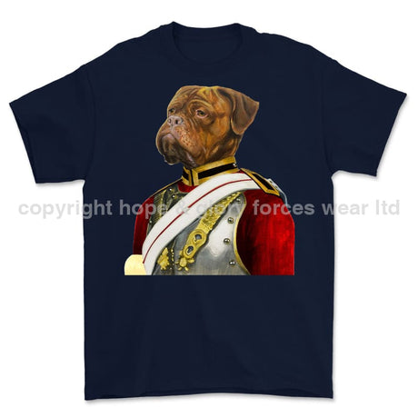 Life Guards Ceremonial Mastiff Dog Art Printed T-Shirt - Navy Blue