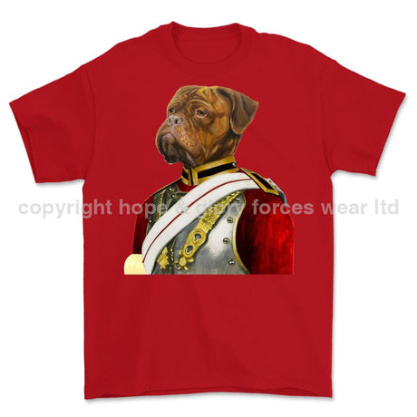 Life Guards Ceremonial Mastiff Dog Art Printed T-Shirt - Red