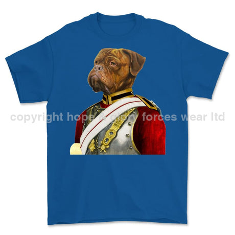 Life Guards Ceremonial Mastiff Dog Art Printed T-Shirt - Royal Blue