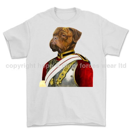Life Guards Ceremonial Mastiff Dog Art Printed T-Shirt - White