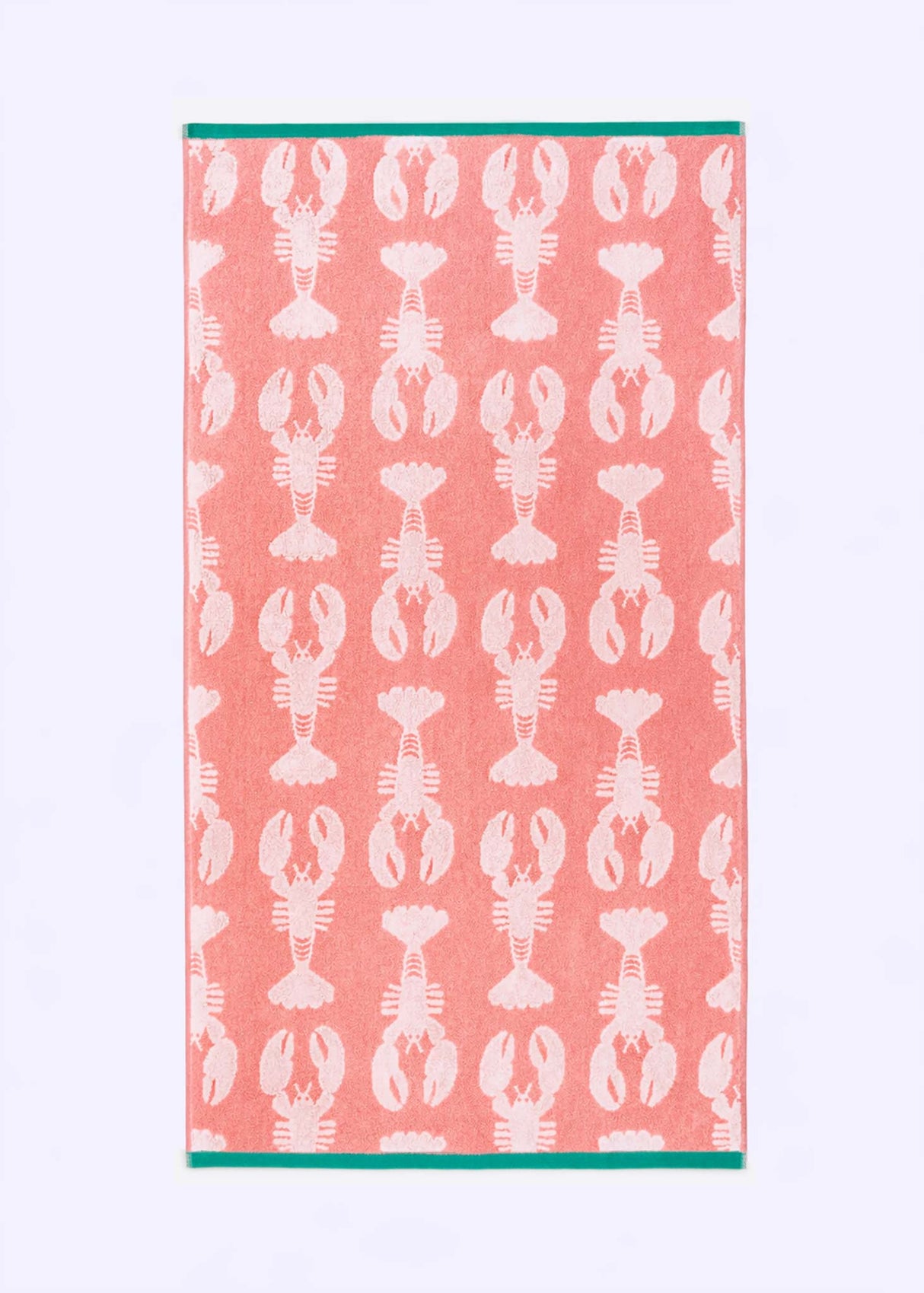 Anorak Lobsters Pink Organic Cotton Towel - Soft pink and white flat lay