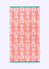 Anorak Lobsters Pink Organic Cotton Towel - Soft pink and white flat lay