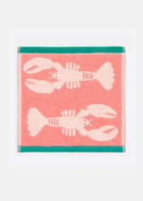 Anorak Lobsters Pink Organic Cotton Towel - Soft pink and white face cloth flat lay