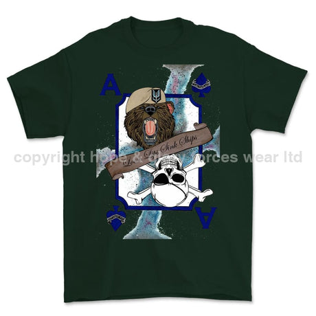 Loose Lips Sink Ships SF Playing Card Art Front Printed T-Shirt - Commando Green