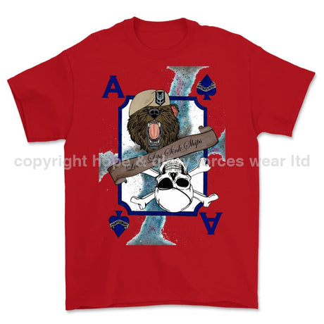 Loose Lips Sink Ships SF Playing Card Art Front Printed T-Shirt - Red