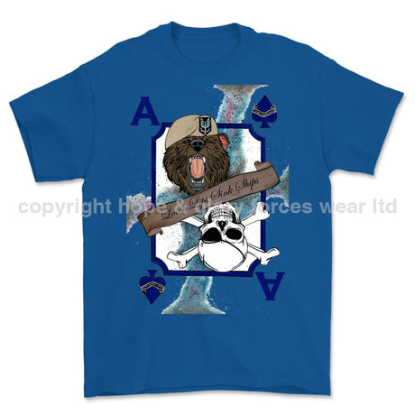 Loose Lips Sink Ships SF Playing Card Art Front Printed T-Shirt - Royal Blue
