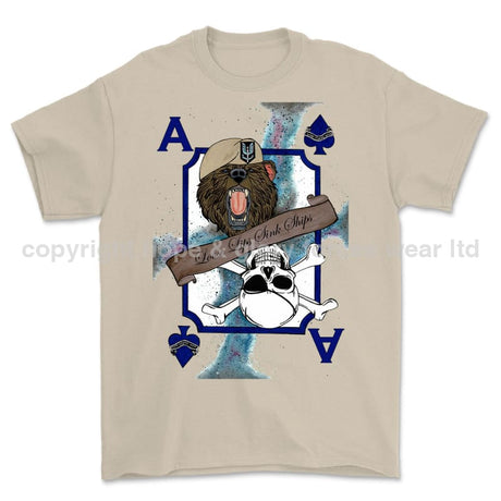 Loose Lips Sink Ships SF Playing Card Art Front Printed T-Shirt - Sand