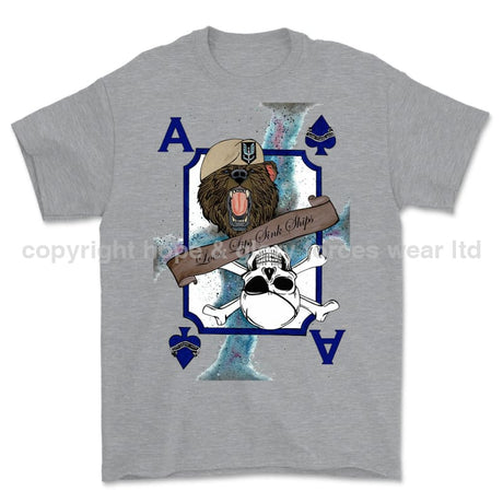 Loose Lips Sink Ships SF Playing Card Art Front Printed T-Shirt - Sports Grey