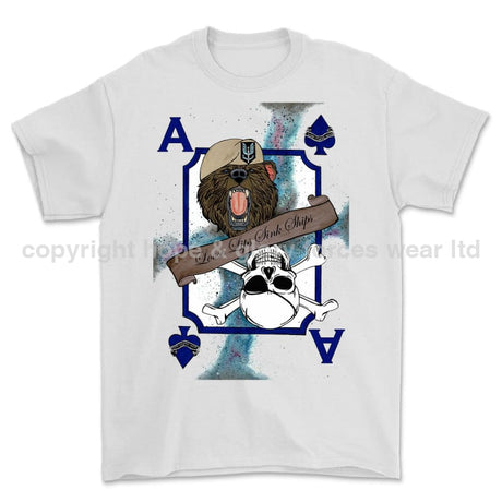 Loose Lips Sink Ships SF Playing Card Art Front Printed T-Shirt - White