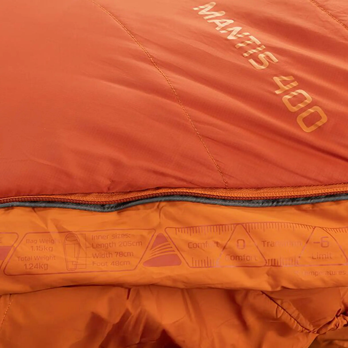 Vango Mantis 400 Sleeping Bag close up of zip