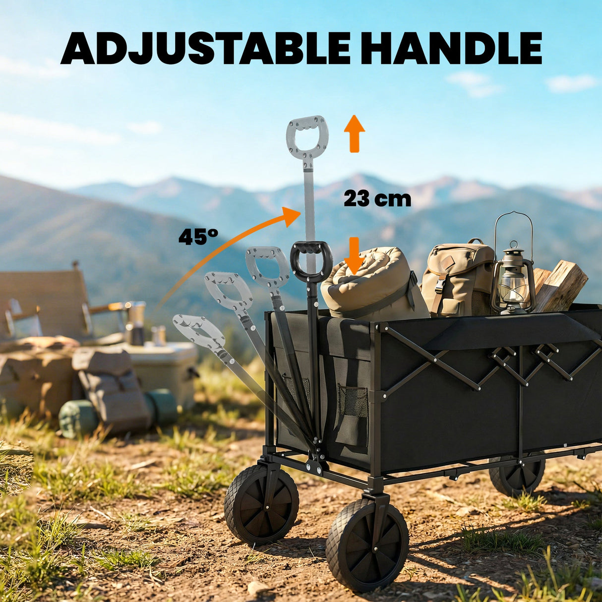 Outsunny 95L Festival Trolley on Wheels - Black wheel detail