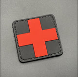 Medic Cross Patch Black, PVC, Hook & Loop, 5cm | Task Outdoor