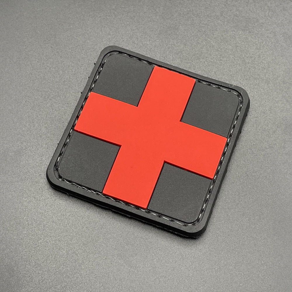 Cross Ruck Patch Medic Cross Patch Black, PVC, Hook & Loop, 5cm – Task Outdoor