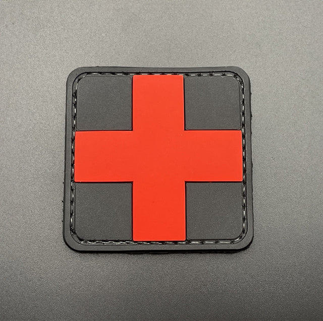 Medic Cross Patch Black, PVC, Hook & Loop, 5cm | Task Outdoor