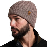 Jack Pyke Merino Wool Beanie Hat in barley from the front left on white background
