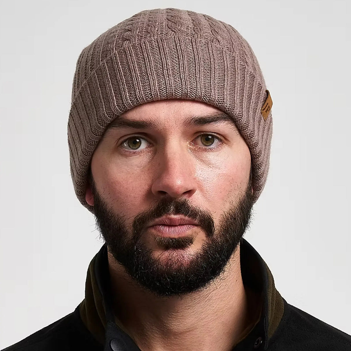 Jack Pyke Merino Wool Beanie Hat in barley from the front on white background