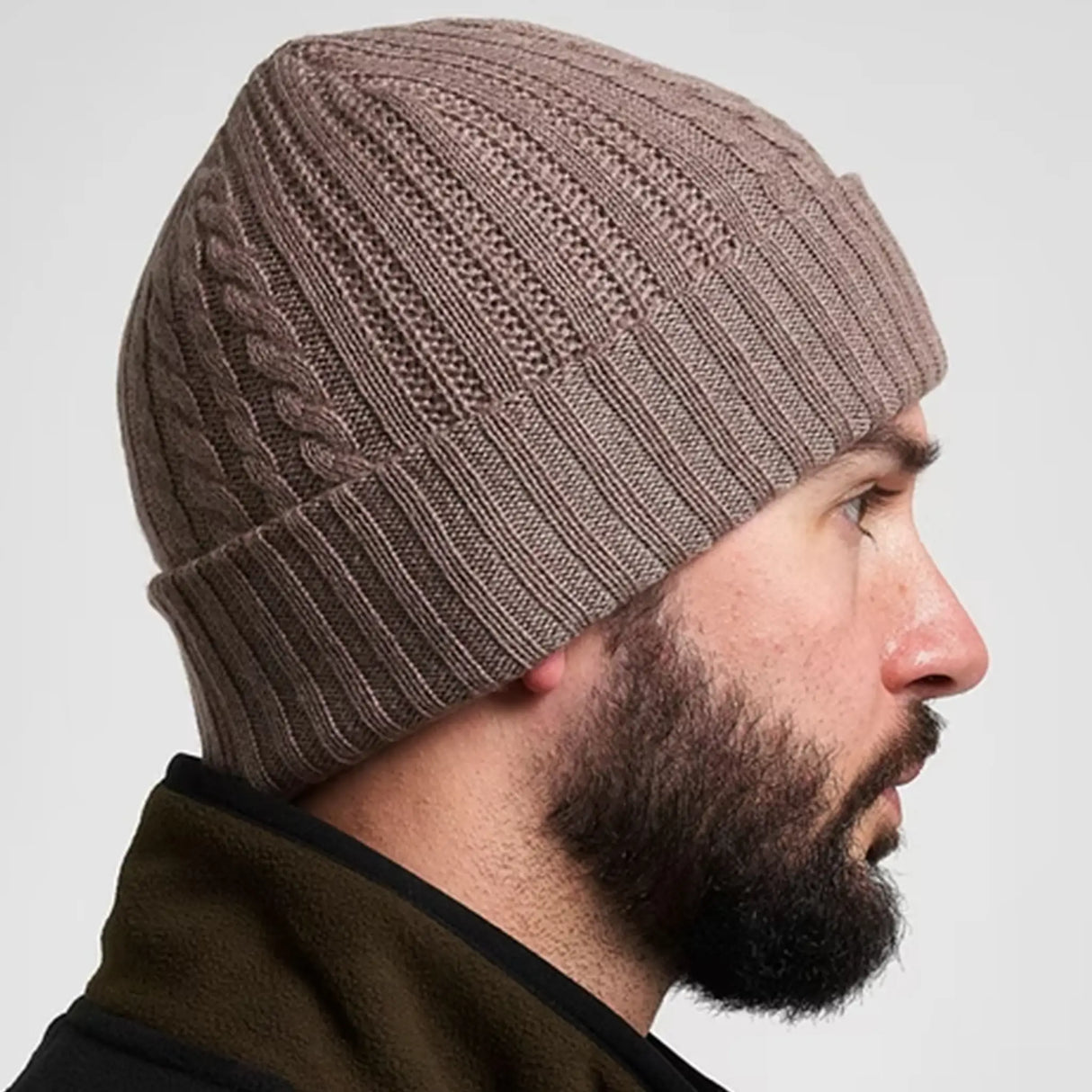 Jack Pyke Merino Wool Beanie Hat in barley from the side on white background