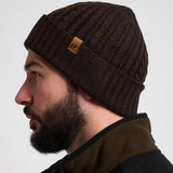 Jack Pyke Merino Wool Beanie Hat in brown from the side on white background