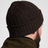 Jack Pyke Merino Wool Beanie Hat in brown from the rear on white background