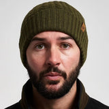 Jack Pyke Merino Wool Beanie Hat in olive green from the front on white background