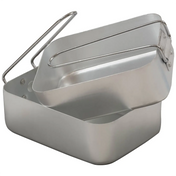 Highlander Aluminium Mess Tins - two tins with folding handles on white background