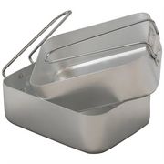 Highlander Aluminium Mess Tins - two tins with folding handles on white background