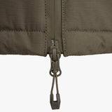 Stoirm Mission Primaloft All Weather Jacket in Ranger Green close up of the zip