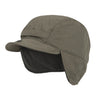 Highlander Waterproof Mountain Hat - Ranger Green front view with the fleece-lined ear flaps down on white background