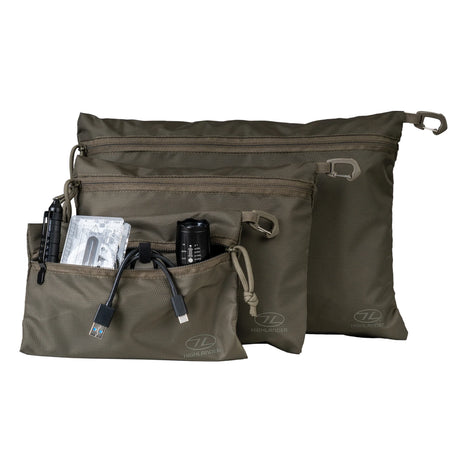 Highlander Neat Freak Bag Set in ranger green from the front on white background