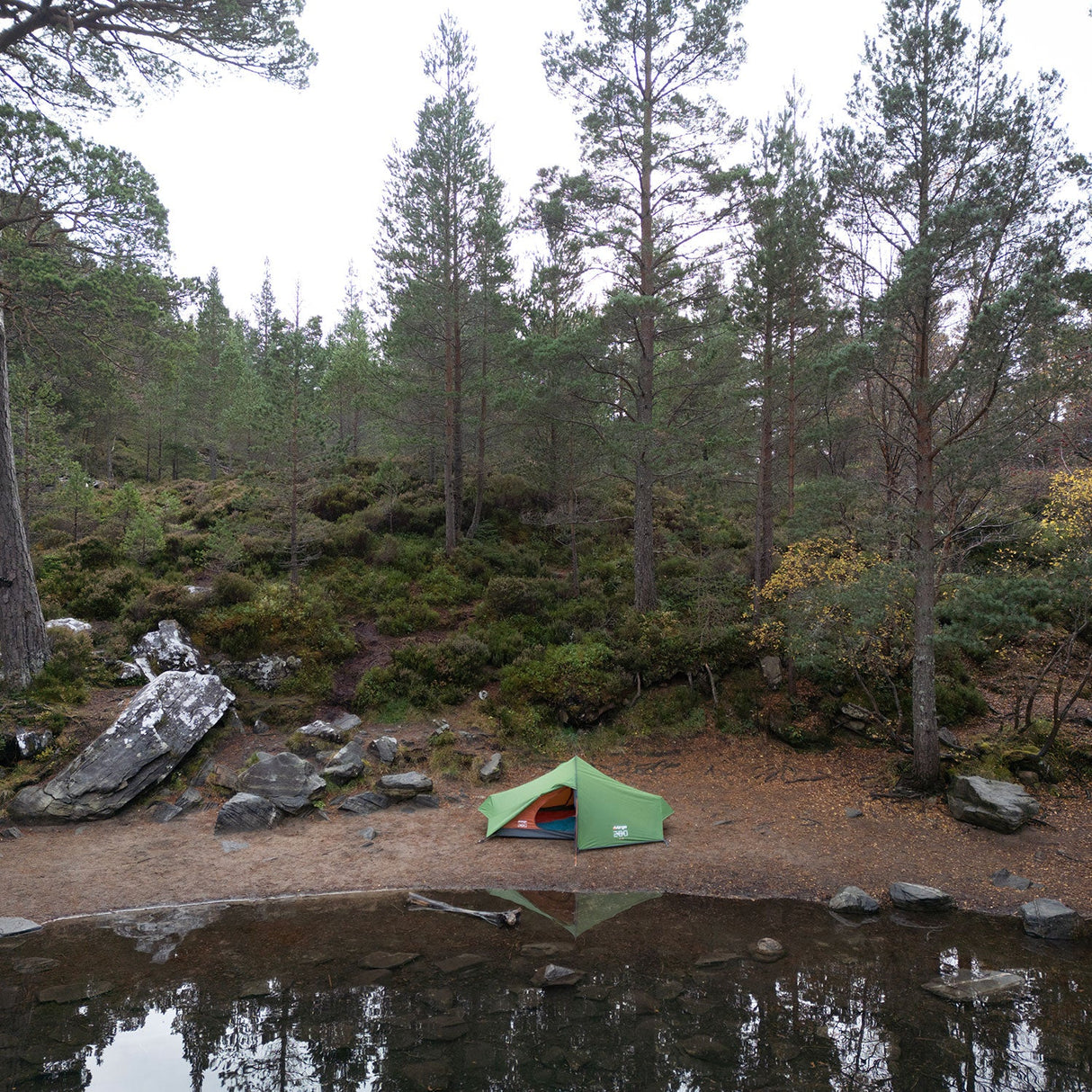 Vango Nevis 200 Tent in green for camping from side