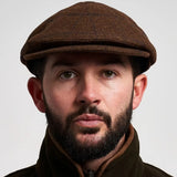 Jack Pyke Newsboy Cap in brown tweed from the front on white background
