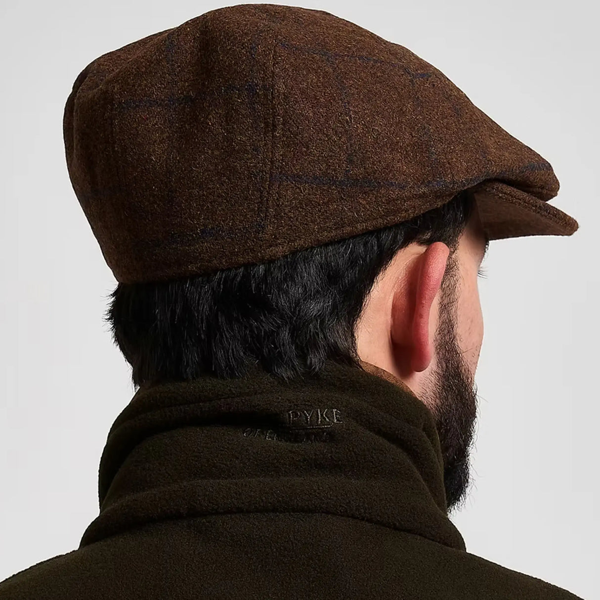 Jack Pyke Newsboy Cap in brown tweed from the back on white background