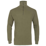 Highlander Norwegian Army Shirt in Ranger Green, front view with the quarter zip and high collar