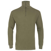 Highlander Norwegian Army Shirt in Ranger Green, front view with the quarter zip and high collar