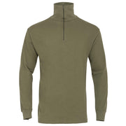 Highlander Norwegian Army Shirt in Ranger Green, front view with the quarter zip and high collar