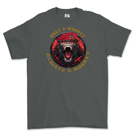 Royal Military Police Once a Monkey Printed T-Shirt - Charcoal