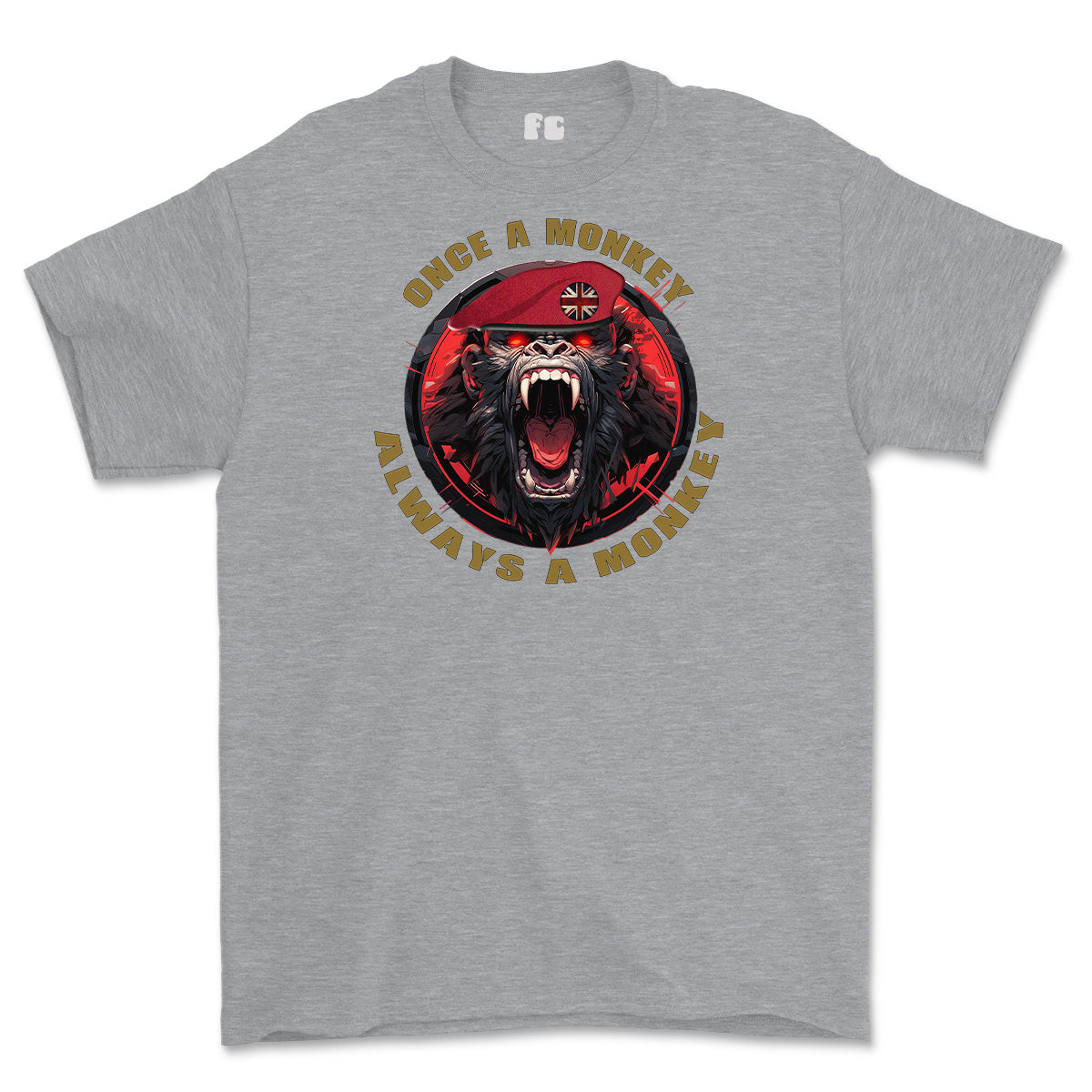 Royal Military Police Once a Monkey Printed T-Shirt - Sports Grey