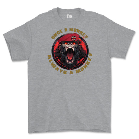 Royal Military Police Once a Monkey Printed T-Shirt - Sports Grey