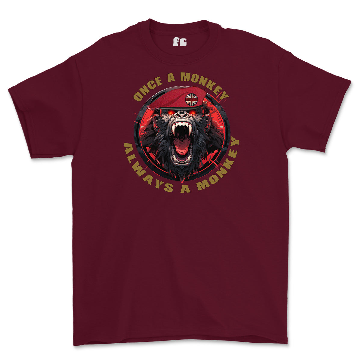 Royal Military Police Once a Monkey Printed T-Shirt - Maroon