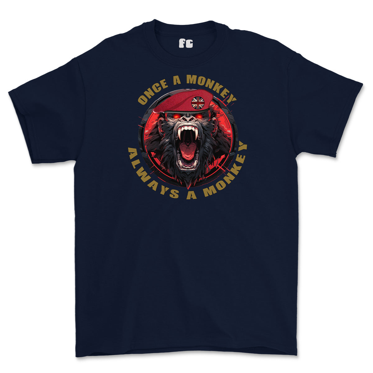 Royal Military Police Once a Monkey Printed T-Shirt - Navy Blue
