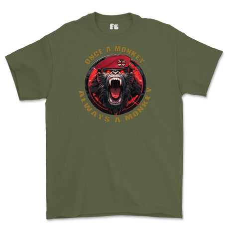 Royal Military Police Once a Monkey Printed T-Shirt - Olive Green