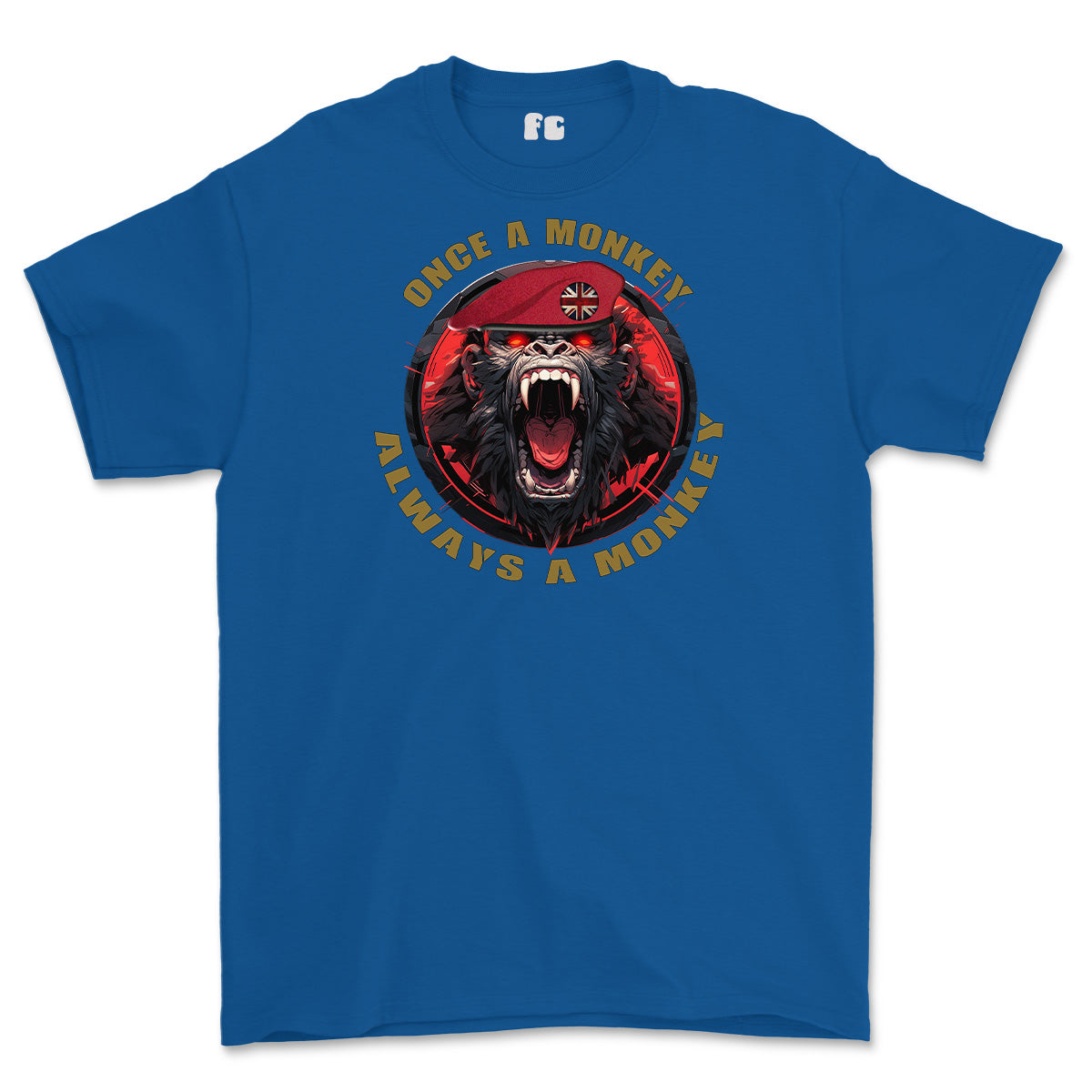 Royal Military Police Once a Monkey Printed T-Shirt - Royal Blue