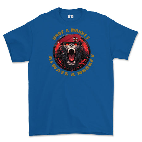Royal Military Police Once a Monkey Printed T-Shirt - Royal Blue
