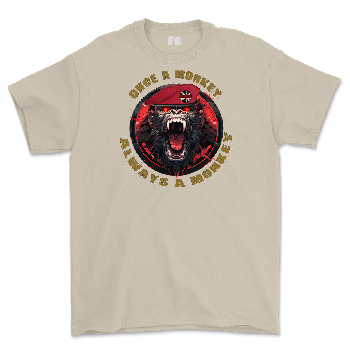 Royal Military Police Once a Monkey Printed T-Shirt - Sand