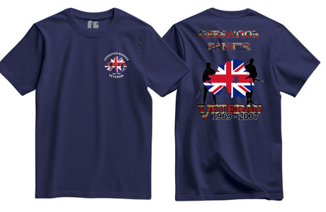 OP Banner Veteran Double Side Printed T-Shirt - Navy Blue