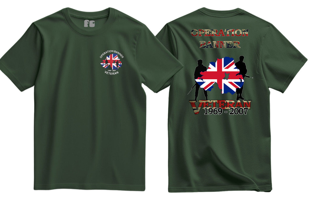 OP Banner Veteran Double Side Printed T-Shirt - Olive Green