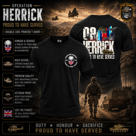 OP Herrick Veteran Double Side Printed T-Shirt - Design