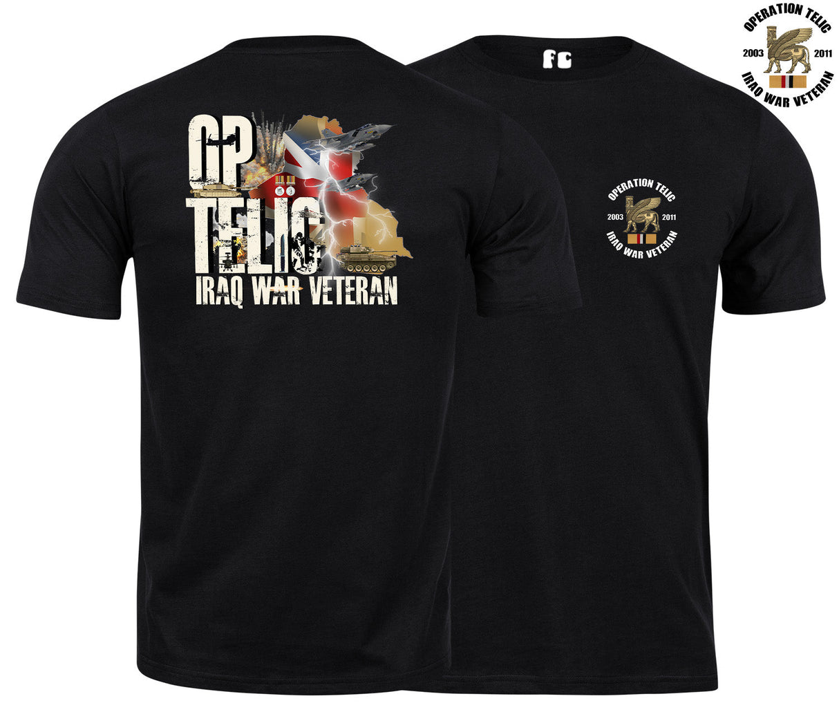 OP Telic Iraq War Zone Veteran Double Side Printed T-Shirt - Black