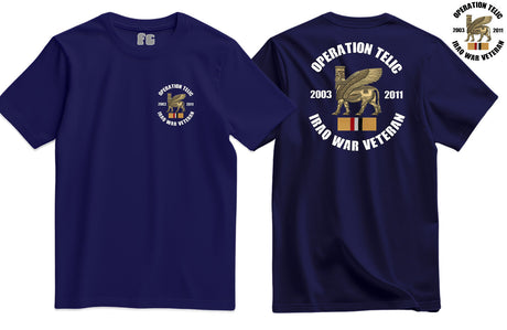 OP Telic Iraq War Veteran Double Side Printed T-Shirt - Navy Blue